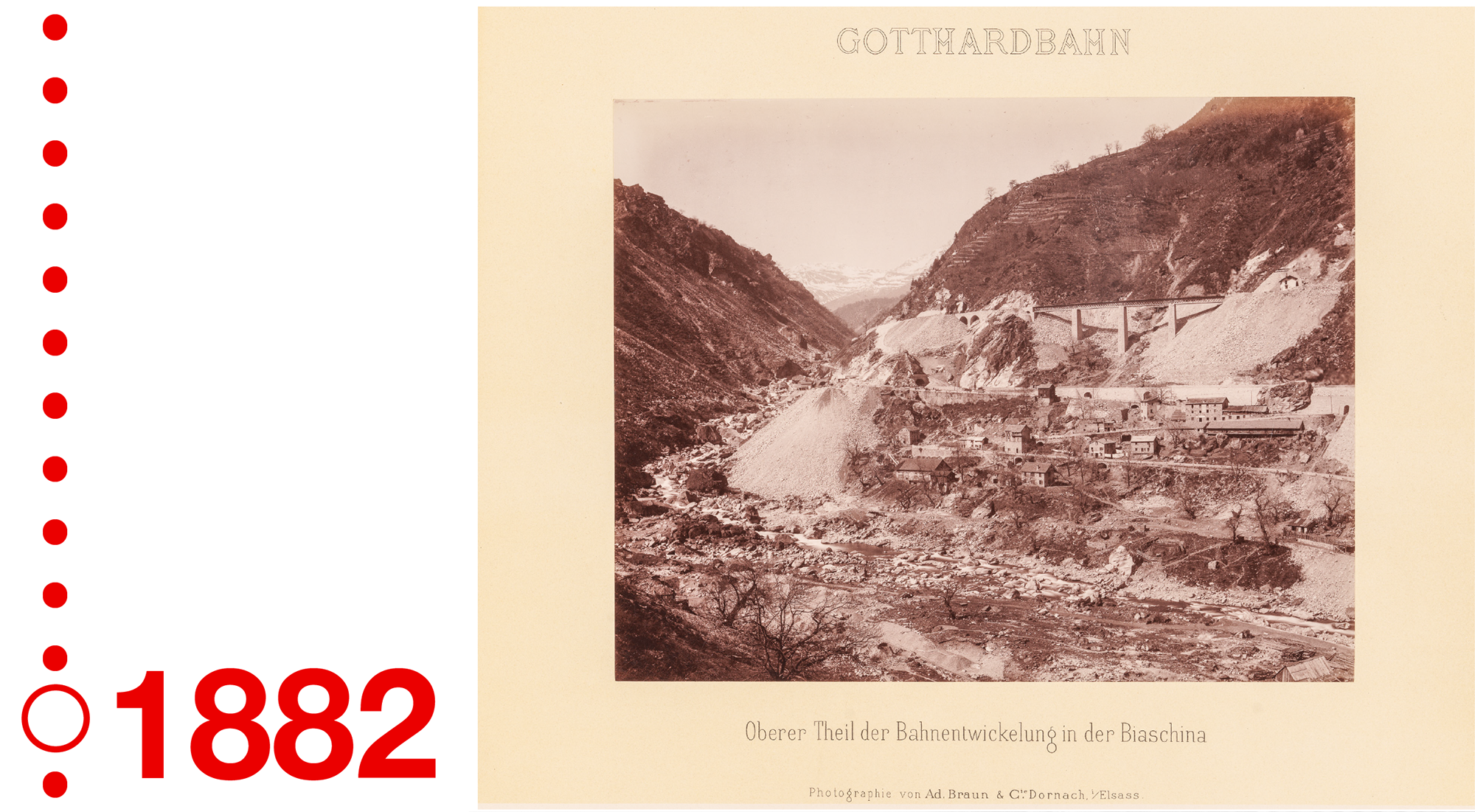 Baustelle der Gotthardbahn im Jahr 1882