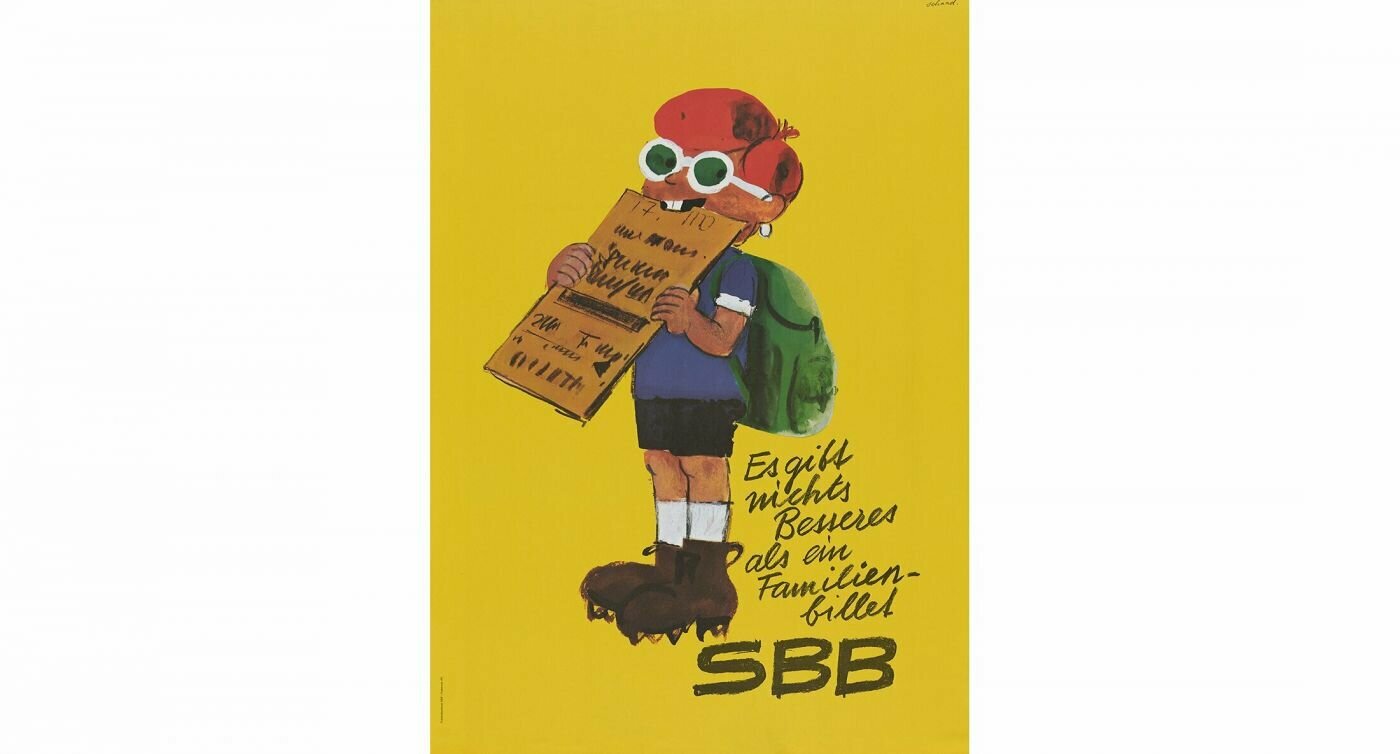 Das Bild zeigt einen kleinen Teil der Plakatsammlung von SBB Historic, Hans P. Schaad 1971